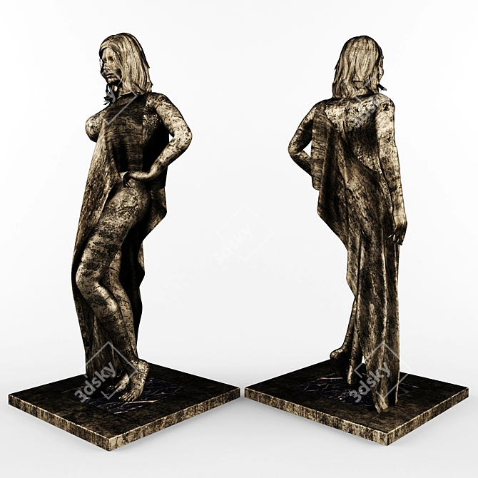 Bronze Goddess Sculpture 3D model image 2