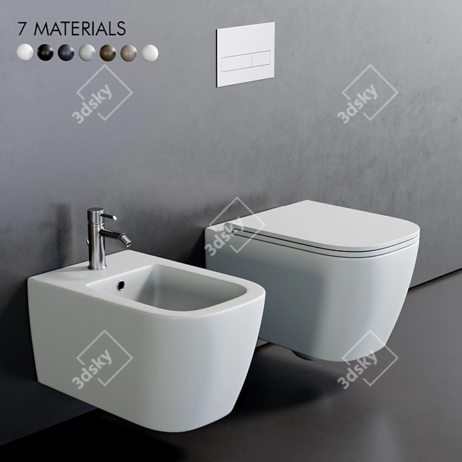 Italian Elegance: Quadra Wall-Hung WC 3D model image 1