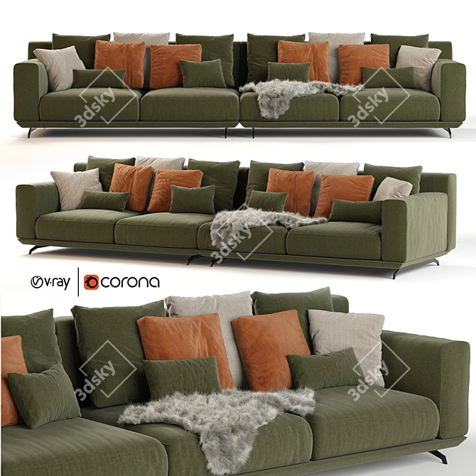 Dalton Sofa: Stylish Comfort for Your Living Room 3D model image 1