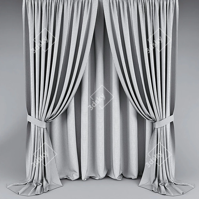 Elegant Lace Curtain 3D model image 2