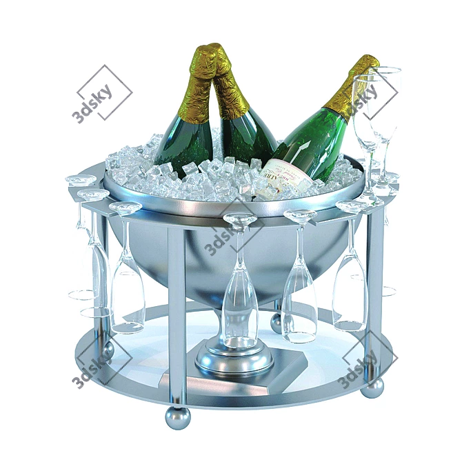 Elegant Aluminum Wine Cooler 3D model image 1