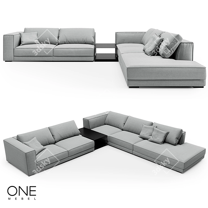 OM LOCARNO: Stylish Wooden Sofa 3D model image 3