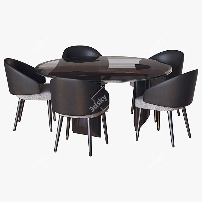 Minotti Lawson Chair & Wedge Table 3D model image 2