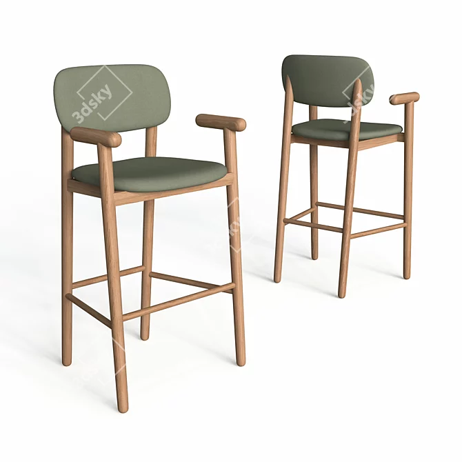 Elegant Beechwood Bar Chair 3D model image 1