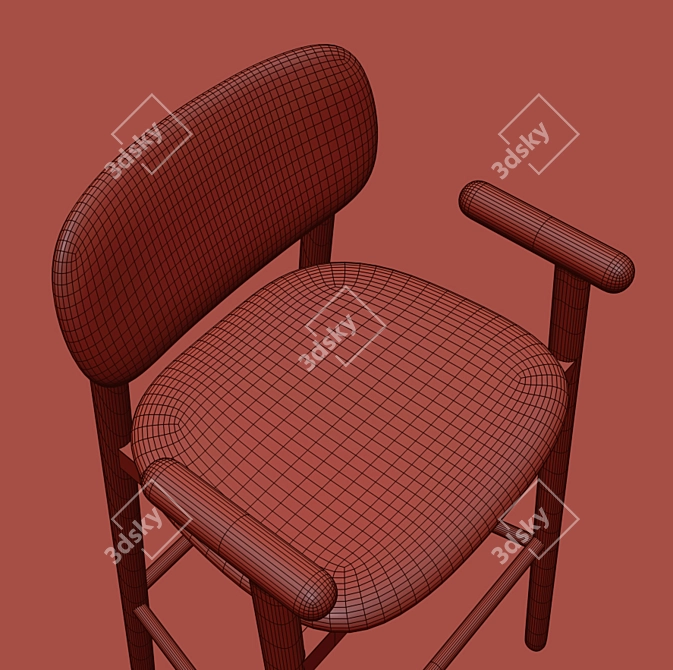 Elegant Beechwood Bar Chair 3D model image 3