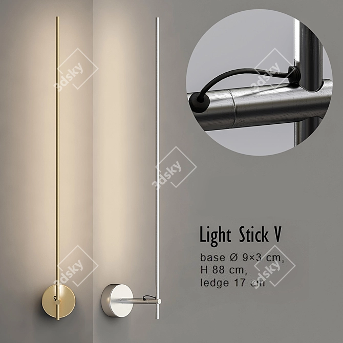 Sleek Vertical Wall Light 3D model image 1