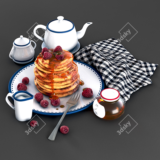 Delicious 3D Pancake Model 3D model image 1