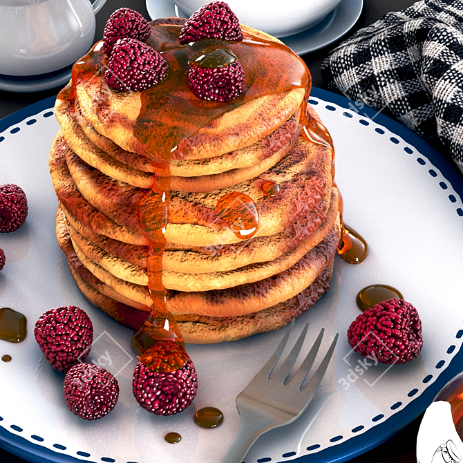 Delicious 3D Pancake Model 3D model image 2