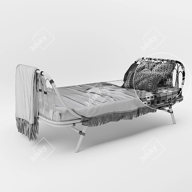 Eco Rattan Day Bed - Natural 3D model image 3