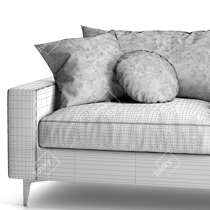 Sleek Sloan Fabric Sofa 3D model image 3