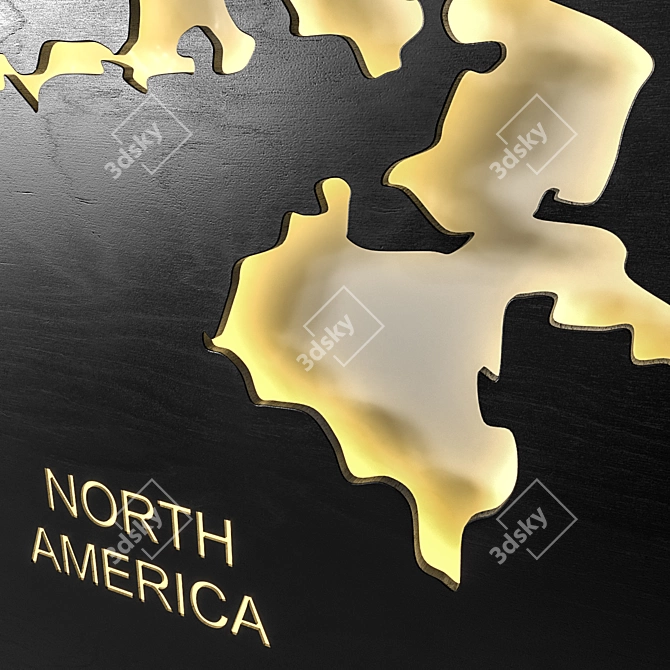 Illuminated Wooden World Map 3D model image 2