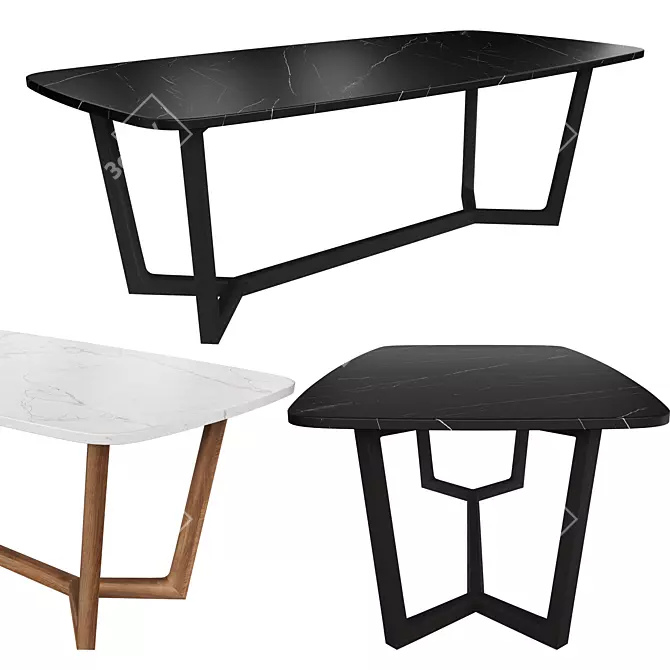 Concorde Wood Table - Organic Elegance 3D model image 2