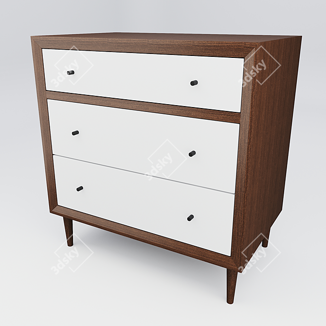 Modern Rustic Adelia 3-Drawer Chest 3D model image 2