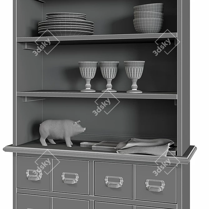 Modern Grey Dantin Sideboard 3D model image 3