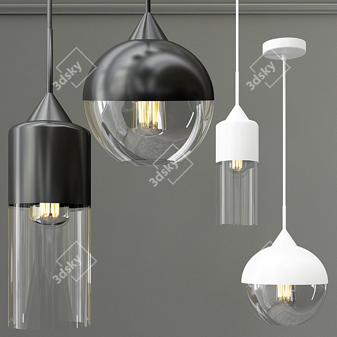 Lunar Black Pendant Light 3D model image 1