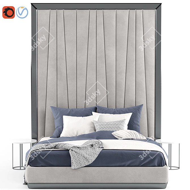 Modern Bed with Headboard 3D model image 2