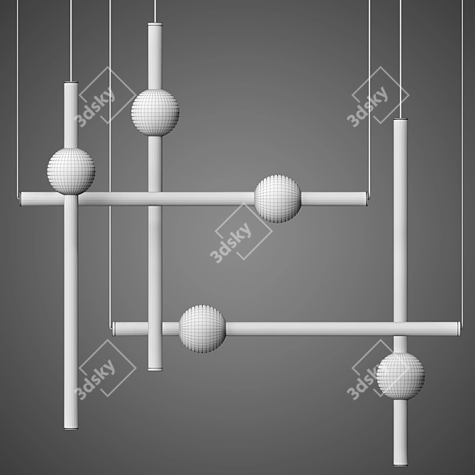 Lustrous Metal Ball Chandelier 3D model image 2