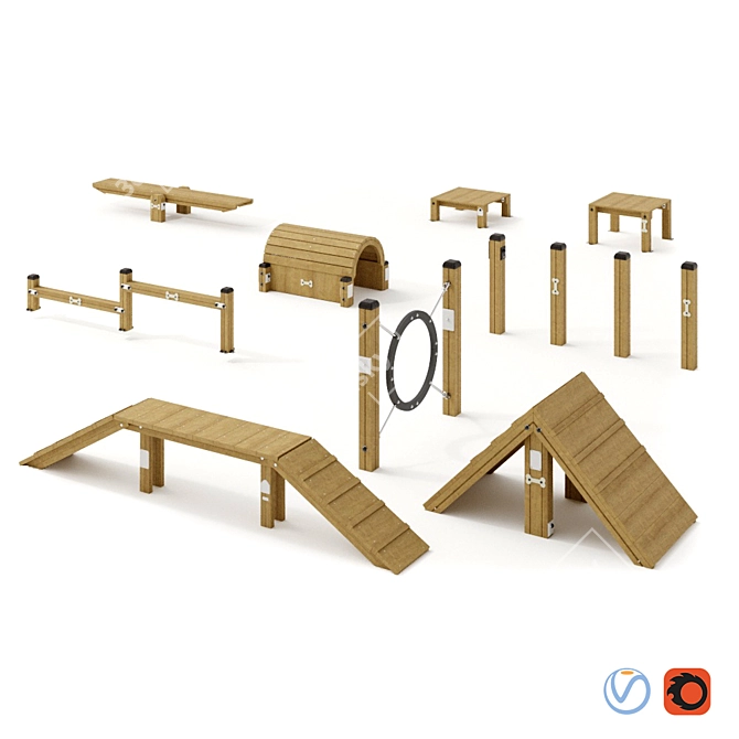 Natural Dog Park Equipment: Igratex 3D model image 1