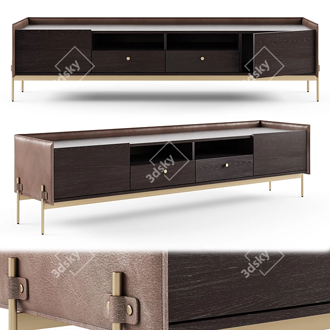 Aston Leather TV Cabinet 3D model image 1