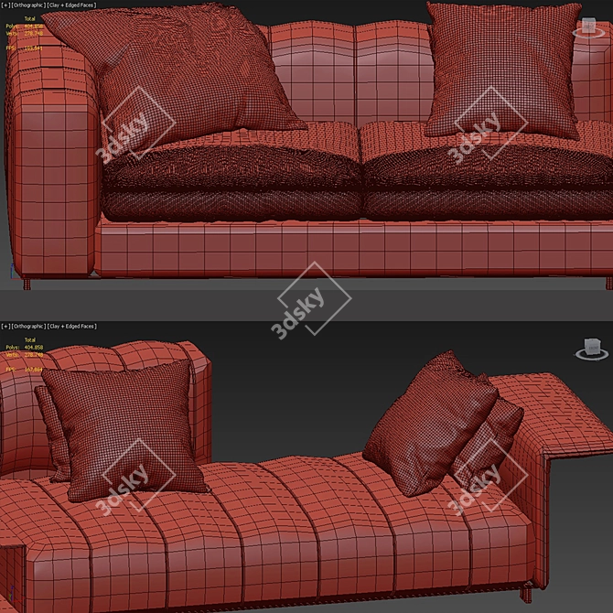 Contemporary Freeman Sofa by Minotti 3D model image 3