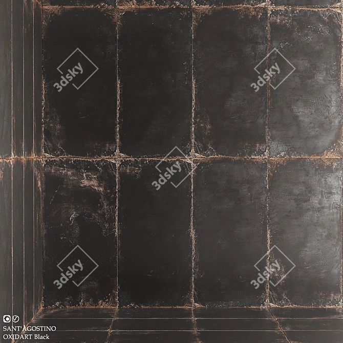 Urban Black Oxidart: Italian Porcelain Tiles 3D model image 1