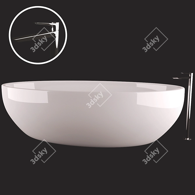 Luxury Bathtub and Faucet 3D model image 1