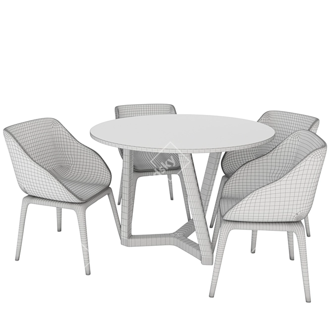 Poliform Round Dining Table Set 3D model image 2