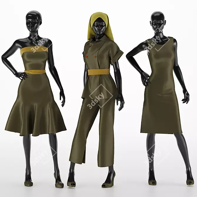 Marvelous Designer Women Dress Set 3D model image 1