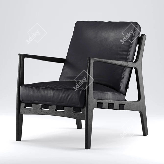 Four Hands Bishop Aged Black: Modern Charm in Leather 3D model image 1