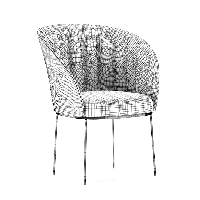 Elegant Velvet Chair 3D model image 3