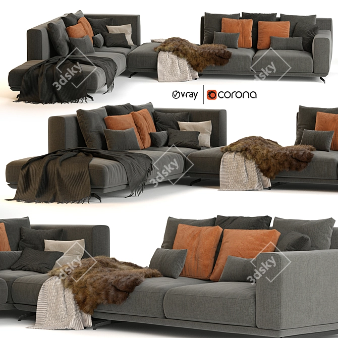 Dalton Sofa: Luxurious Comfort for Modern Living 3D model image 1