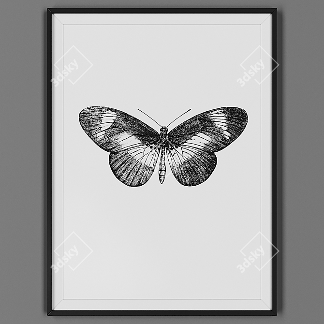 Elegant Black Frame Picture 3D model image 1