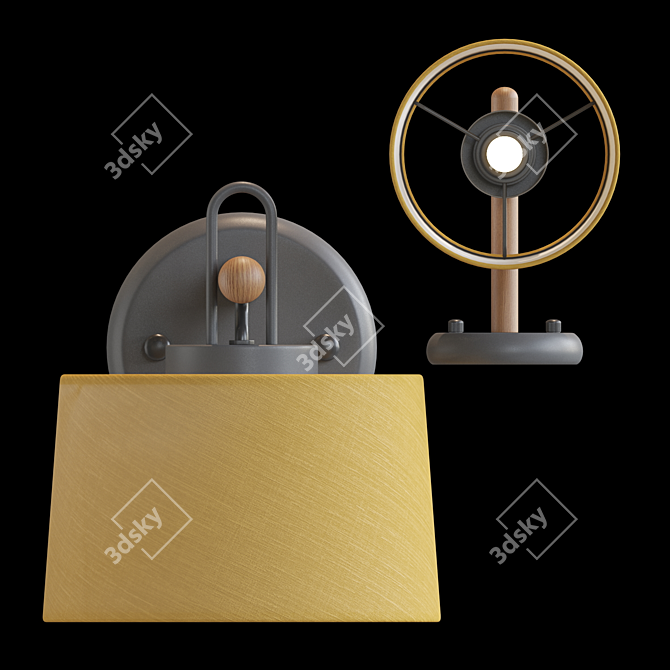 Textile Shade Wall Lamp 3D model image 2