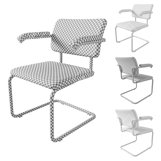 Knoll Cesca Armchair Upholstered - Stylish Modern Seating Option 3D model image 3