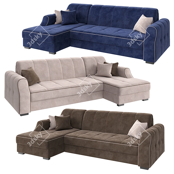 Toulouse Corner Sofa Bed - Stylish and Functional 3D model image 1