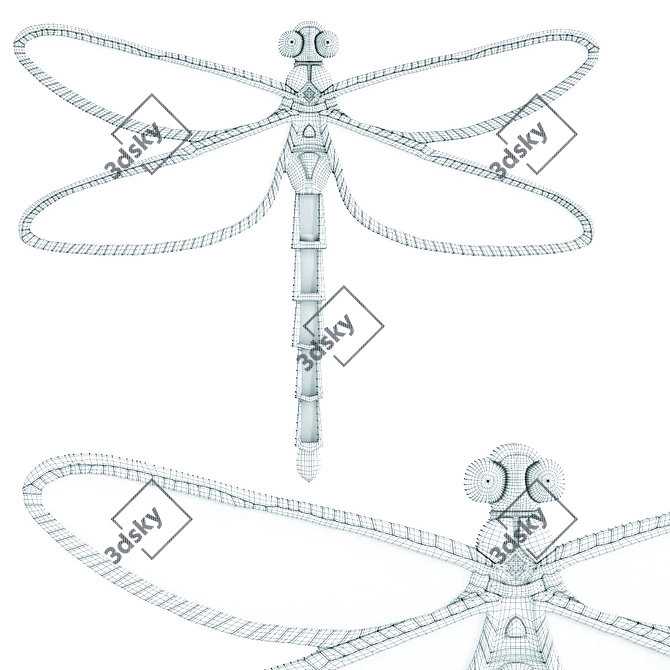 Dragonfly Mirror: Unique Wall Decor 3D model image 2