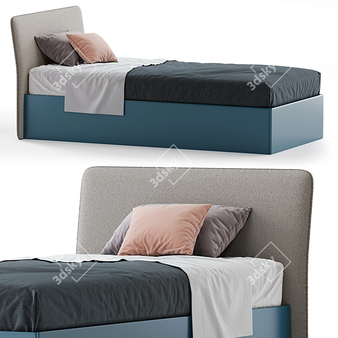 Sleek Flare Single Bed 3D model image 1