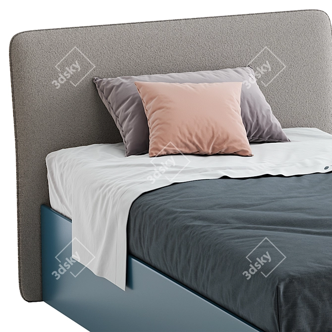 Sleek Flare Single Bed 3D model image 2