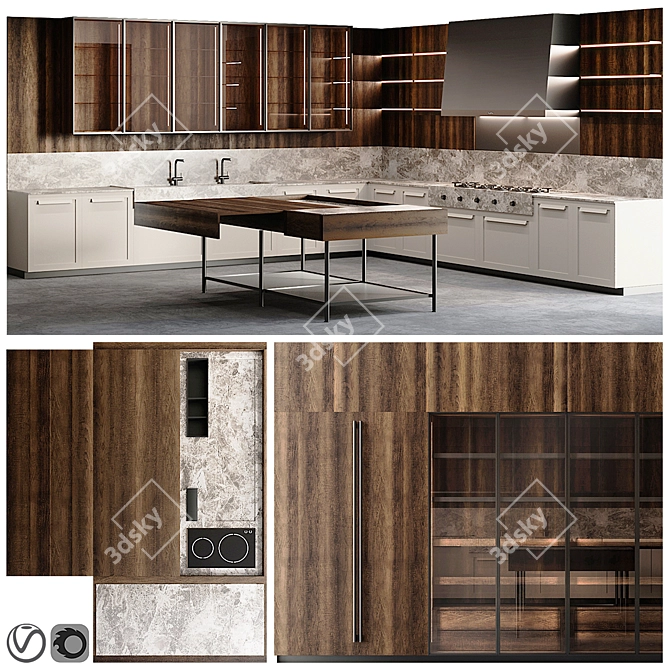 Effeti Impronta Kitchen Set 3D model image 1