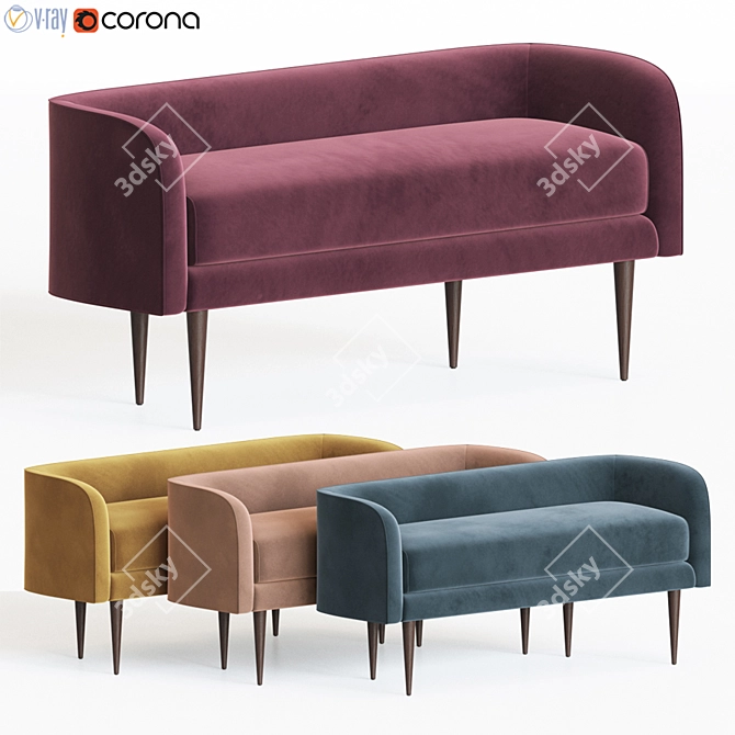 Modern Celine Bench - West Elm 3D model image 1