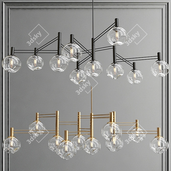 Elegant Flame Chandelier 3D model image 1