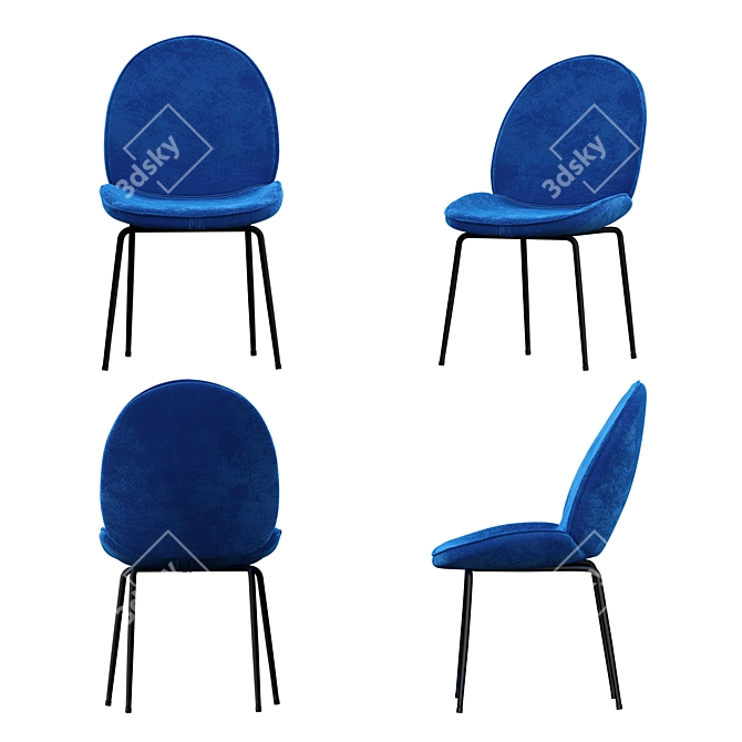 Blue Velvet Loft Style Chair 3D model image 2