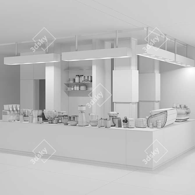 Minimalist Concrete Cafe Design Kit 3D model image 2