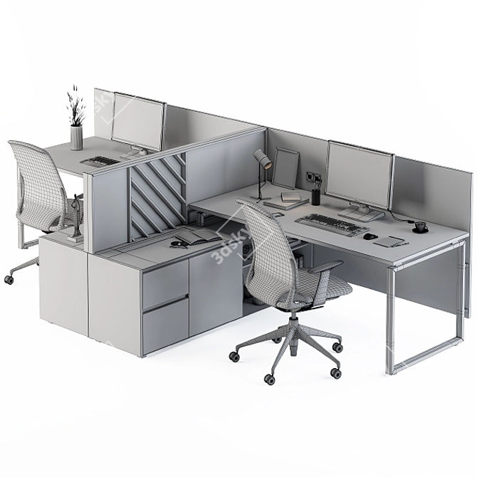 Functional Office Work Table Set 3D model image 2