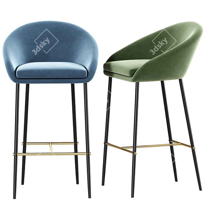 Stylish Dining Chair & Bar Stool 3D model image 2