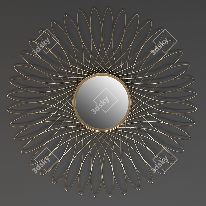 Gold Sunburst Wall Mirror by TO4ROOMS 3D model image 1