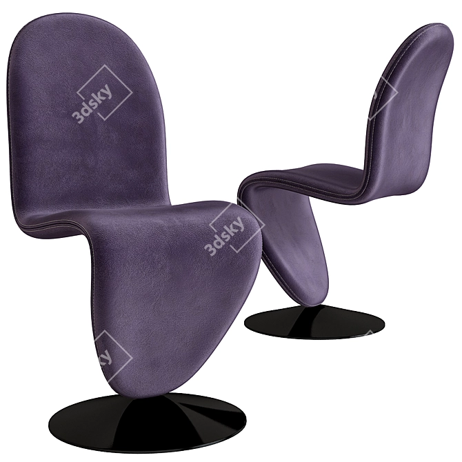 Verpan Leather Chair: Sleek and Elegant 3D model image 1