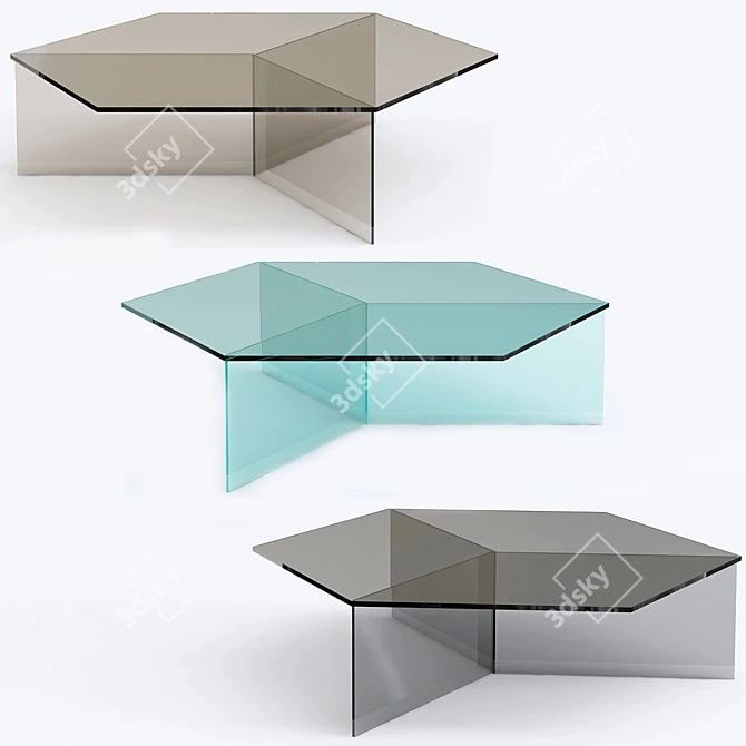 Sleek Glass Multi Side Table 3D model image 2