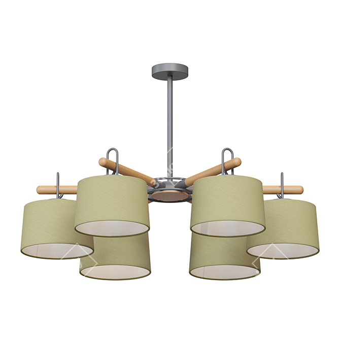 Scandinavian Style Wooden Beam Chandelier 3D model image 1