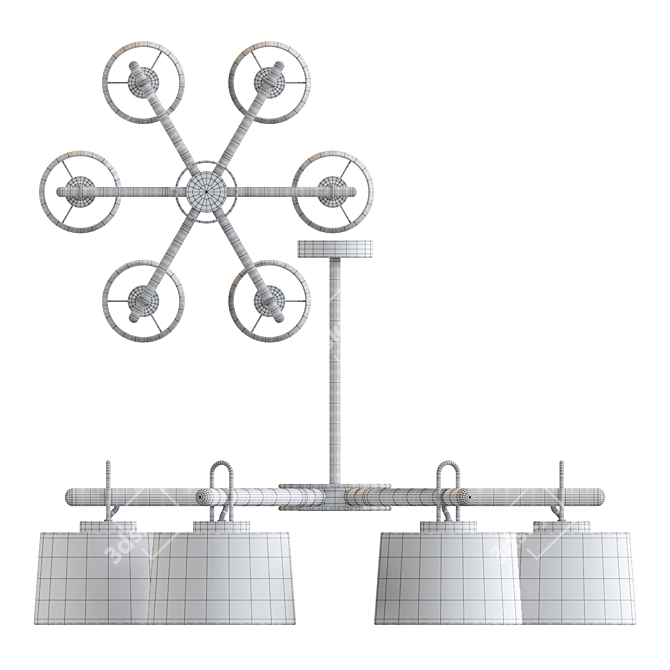 Scandinavian Style Wooden Beam Chandelier 3D model image 3